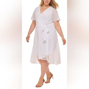 Tommy Hilfiger Ella Gauze White Midi Wrap Dress Plus Size